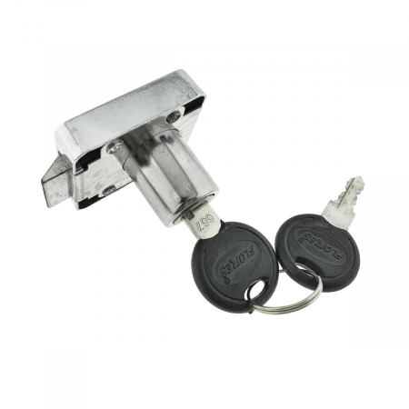 Feronerie si accesorii - Set incuietoare pentru mobilier, Flores 66846, cu butuc si 2 chei, cromat, dimensiuni 40 x 40 x 32 mm