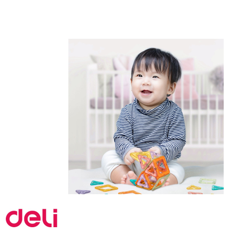 Set joc blocuri magnetice Deli, 35 piese colorate transparente, pentru constructii 3D, copii 3+ [4]