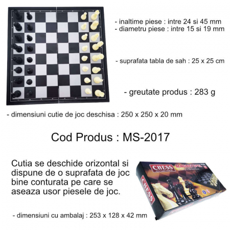 Set joc de Sah, MS-2017, cu piese magnetice, tabla metalica, suprafata 250 x 250 mm, in cutie [5]