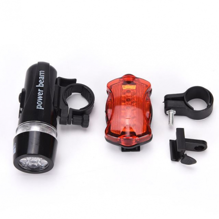 Set Lampă Bicicletă Power Beam - 5 LED Față + Spate - 7 Moduri Luminoase, Montaj Rapid pe Ghidon [3]