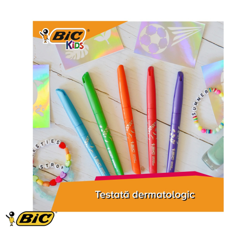 Set markere tatuaje temporare Bic Kids, 5 markere cu varf stampila si 10 sabloane, pentru copii [4]