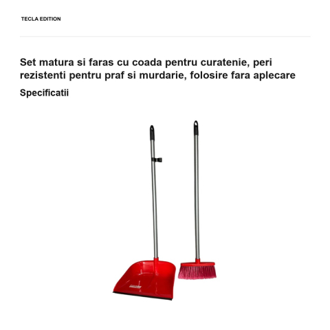 Set matura si faras cu coada pentru curatenie, peri rezistenti pentru praf si murdarie, folosire fara aplecare [2]