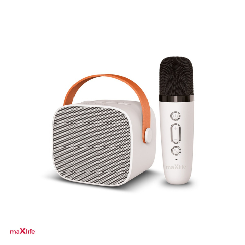 Microfoane si karaoke copii - Set Microfon Maxlife cu Bluetooth karaoke speaker MXKS-100, v 5.0, 1500 mAh, USB-C, intrare 5 V - 0.5 A, 5 W, Alb