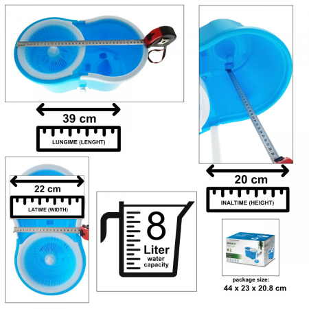 Set mop rotativ, Spin Mop Perfect Clean 96405, cu galeata si storcator, rotire 360 grade [3]