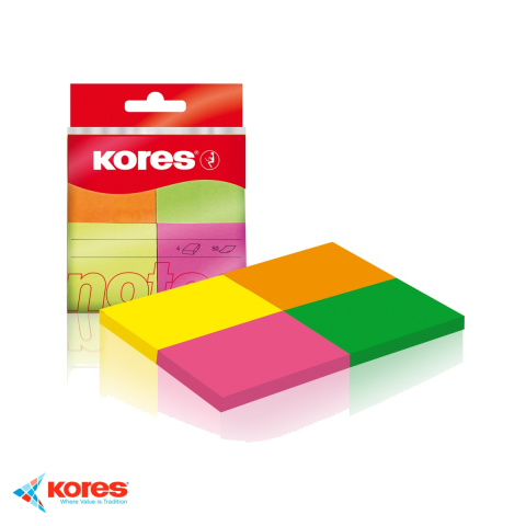 Set notes adezive Kores neon, 4 culori, 40x50 mm, 200 file, pentru memento-uri si organizare rapida [3]