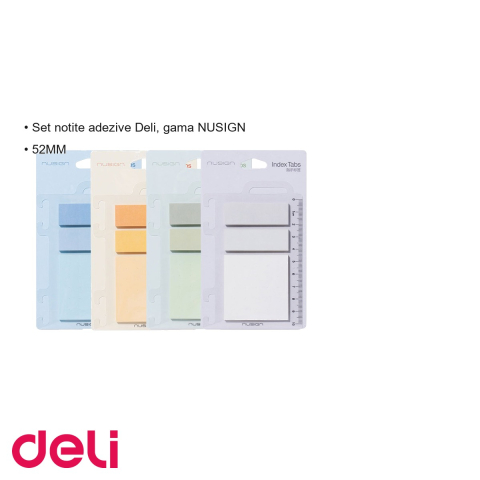 Set notite adezive Deli NuSign pastel, 52x52mm cu file index, pentru organizare rapida la birou [2]