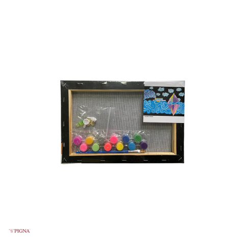 Set pictura pe panza predesenata neagra Pigna SF Art, model mare, 20x30 cm, cu 12 culori acrilice si 2 pensule [3]