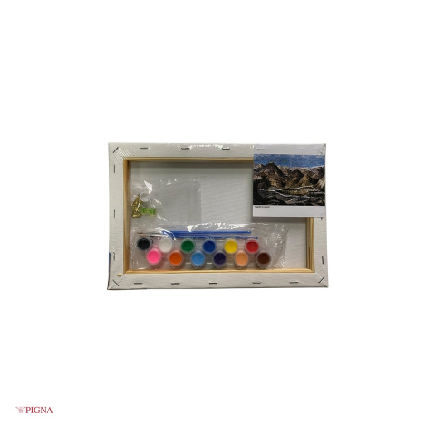 Set pictura pe panza predesenata Pigna SF Art, model peisaj 2, 20x30 cm, cu 12 culori acrilice si 2 pensule [3]