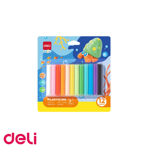 Birotica papetarie - Set plastilina Deli, 12 culori, 160g, pentru modelaj creativ si dezvoltarea abilitatilor motorii la copii