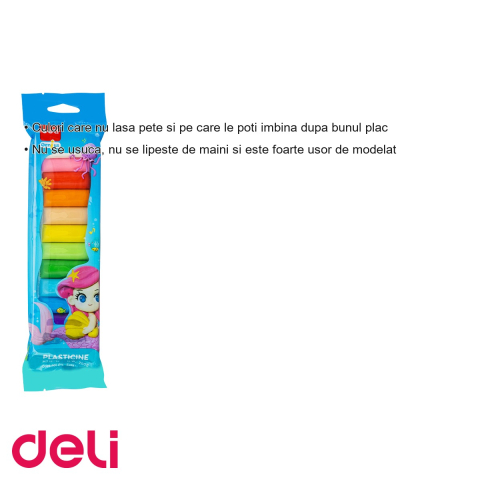 Set plastilina Deli, 12 culori, 200g, pentru modelaj creativ si dezvoltarea abilitatilor motorii la copii [2]