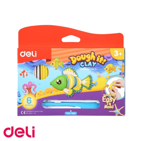 Birotica papetarie - Set plastilina Deli, 6 culori, 120g, pentru modelare si lucru manual, copii