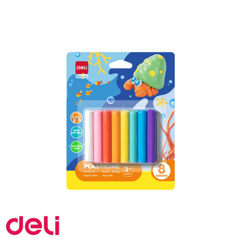 Birotica papetarie - Set plastilina Deli, 8 culori, 100g, pentru dezvoltarea abilitatilor motorii fine la copii