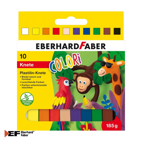 Plastilina si materiale de modelaj - Set plastilina Eberhard Faber, 10 culori, 185g, usor de modelat, pentru copii