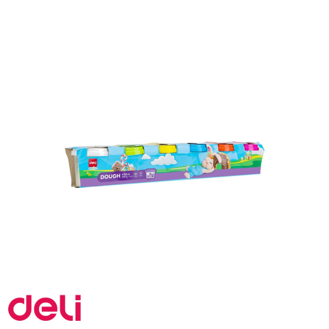 Birotica papetarie - Set plastilina modelaj Deli, 6 culori x 100g, non-toxica, pentru copii