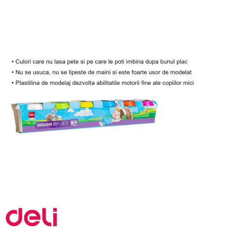 Set plastilina modelaj Deli, 6 culori x 100g, non-toxica, pentru copii [2]