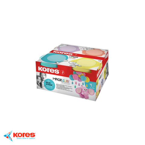 Set plastilina modelaj Kores, 4 culori pastel, 40g/culoare, inodora, pentru copii [3]