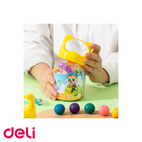 Set plastilina soft air dry Deli, 12 culori, 140g in galetusa, pentru modelaj si lucru manual [4]