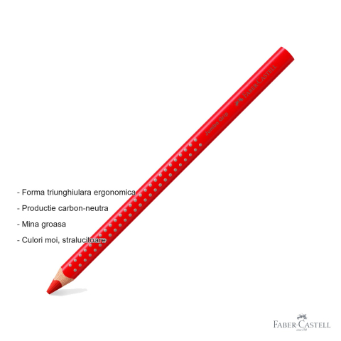 Set promotional 10 creioane colorate Jumbo Grip Faber-Castell, forma triunghiulara ergonomica, solubile in apa, pentru copii mici [1]