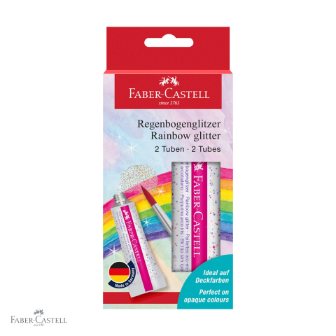 Set sclipici curcubeu Faber-Castell Glitter Rainbow, 2 tuburi x 12 ml, pentru pictura si activitati creative [0]