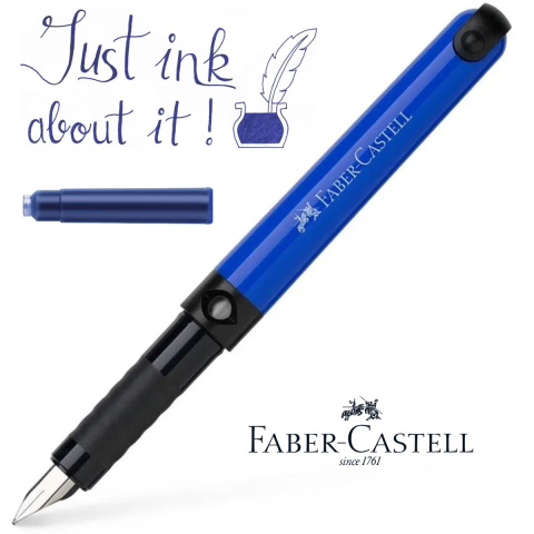 Set Stilou Scolar Faber-Castell Albastru cu 6 Cartuse Cerneala, Penita Rezistenta din Otel, Grip Ergonomic, Dreptaci si Stangaci [1]