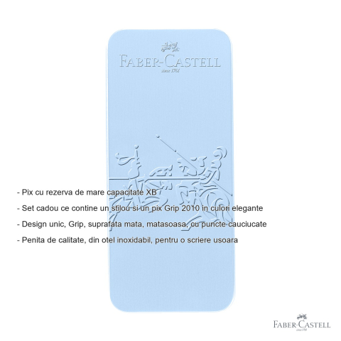 Set stilou si pix Faber-Castell Grip 2010 Bleu Sky, design ergonomic, cadou elegant pentru birou [1]
