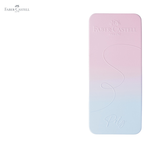 Set stilou si pix Faber-Castell Poly Flow, forma ergonomica triunghiulara, bleu-roz gradient, cadou [4]
