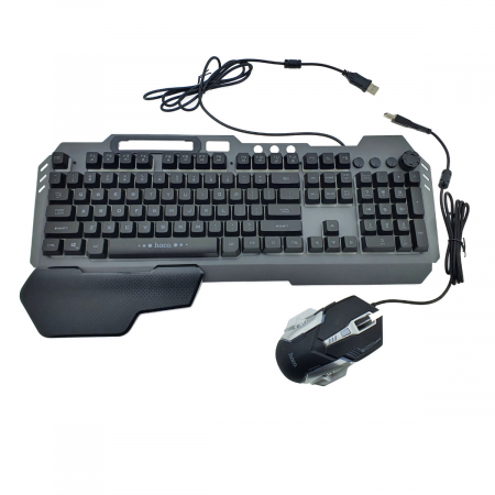 Set tastatura si mouse 6D gaming, Hoco GM12 74961, RGB, cablu USB 140cm, neagra [1]