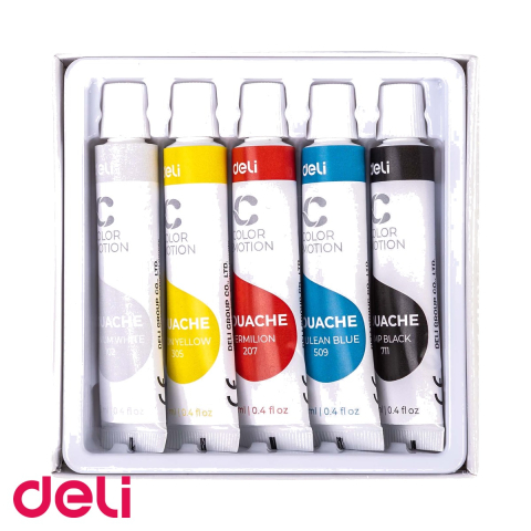Set tempera 5 culori Deli, tuburi de 12 ml, culori intense pentru pictura scolara [3]