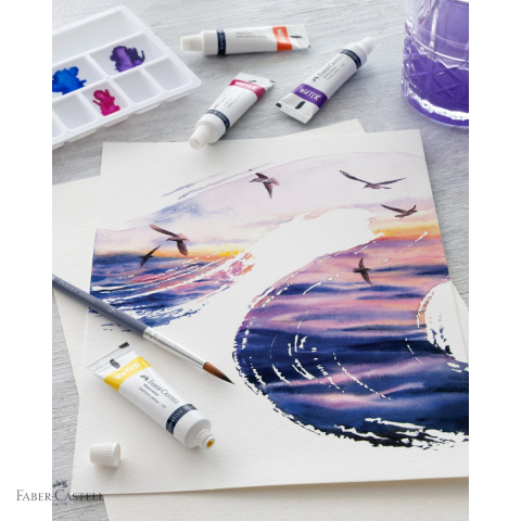 Set tempera acuarele 24 culori 9ml cu paleta de amestecare Faber-Castell, culori intense, pentru copii si elevi [3]