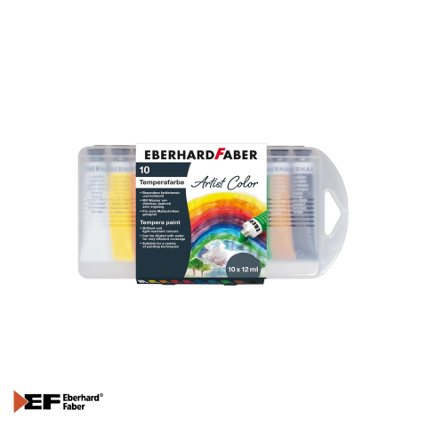 Birotica papetarie - Set tempera Eberhard Faber, 10 culori intense, tuburi de 12 ml, pentru activitati creative scolare si acasa