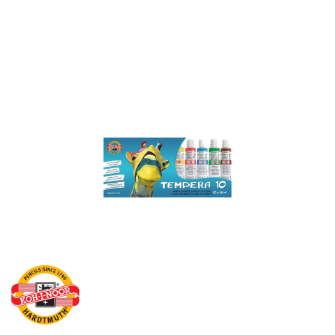 Birotica papetarie - Set tempera Koh-I-Noor, 10 culori x 16 ml, culori vii solubile in apa, pentru copii si elevi