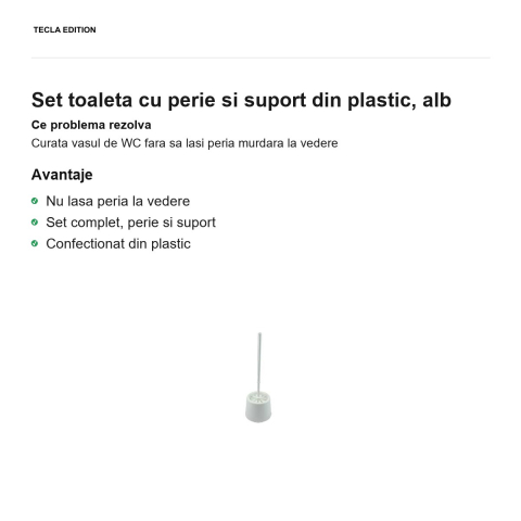 Set toaleta cu perie si suport din plastic, alb [1]