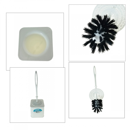 Set toaleta cu perie si suport din plastic, lungime perie 350 mm, dimensiuni suport 120x120x115 mm, Y-439, alb [3]