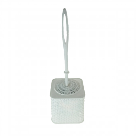 Articole si instalatii sanitare - Set toaleta cu perie si suport din plastic, lungime perie 350 mm, dimensiuni suport 120x120x115 mm, Y-439, alb