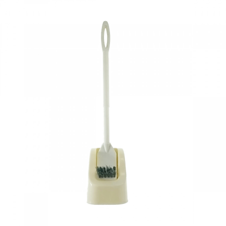 Accesorii sanitare - Set toaleta cu perie si suport din plastic, lungime perie 480 mm, lungime fir perie 30 mm, dimensiuni suport 130x120x100 mm, Y-448, alb