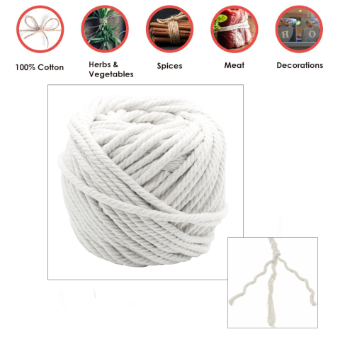 Sfoara Bumbac Alb, Ghem 90g, pentru Legat si Ambalat, Utilizare in Bucatarie, Arta si Gradina [3]