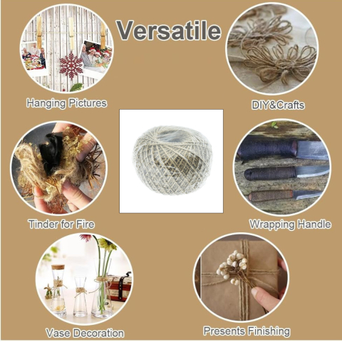 Sfoara iuta naturala, ghem 400g, pentru artizanat si legat plante, utilizare decorativa si bucatarie, grosime 2mm [3]