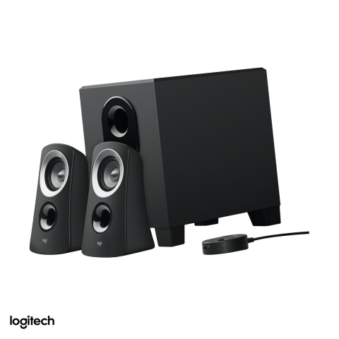 Boxe - Sistem boxe PC 2.1 Logitech Z313 cu subwoofer, 25 W RMS, intrare jack 3,5 mm, telecomanda pe fir cu iesire pentru casti, negru, 980-000413