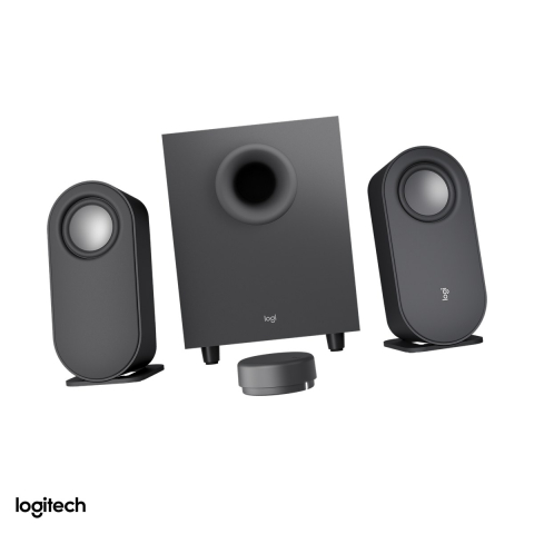 Boxe - Sistem boxe PC 2.1 Logitech Z407 Bluetooth cu subwoofer si telecomanda wireless, 40 W RMS, intrari micro-USB si jack 3,5 mm, grafit, 980-001348