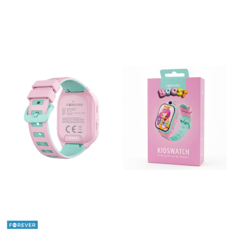 Smartwatch copii Forever Kids Boost KW-530, GPS WiFi 4G, roz, IP67, ABS, silicon, incarcare 3 h, ecran 2 ", IPS, 800 mAh, curea 198 mm [4]