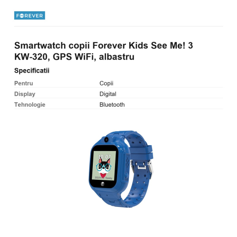 Smartwatch copii Forever Kids See Me! 3 KW-320, GPS WiFi, albastru [2]