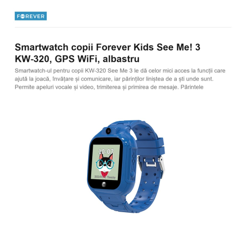 Smartwatch copii Forever Kids See Me! 3 KW-320, GPS WiFi, albastru [1]