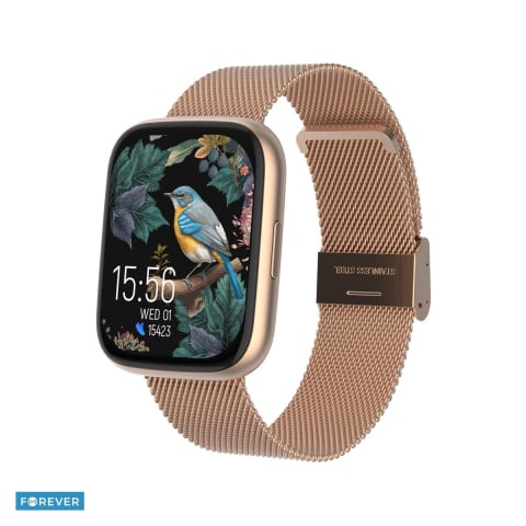 Smartwatch - Smartwatch Forever ForeVigo 4 SW-330, roz auriu, IP68, incarcare 3 h, ecran 1,95 ", Amoled 1,95" 410x502 pix, 220 mAh, bluetooth v.5.4, curea 214 mm