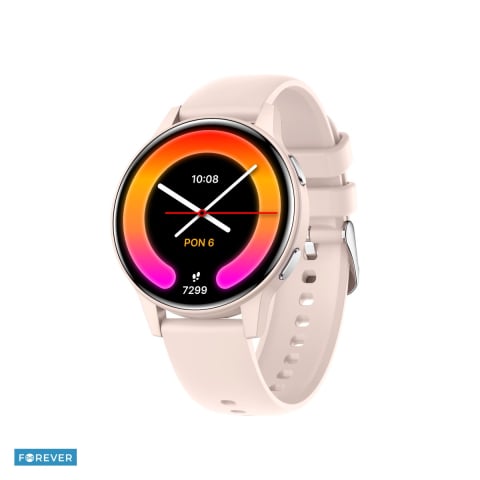 Smartwatch - Smartwatch Forever iGo Watch 4! JW-600, roz pal, IP67, plastic, silicon, incarcare 2 h, ecran 1,28 ", AMOLED, 416×416 px, sticla AGC, ecran tactil, 280 mAh, bluetooth v.5.3, curea 205 mm