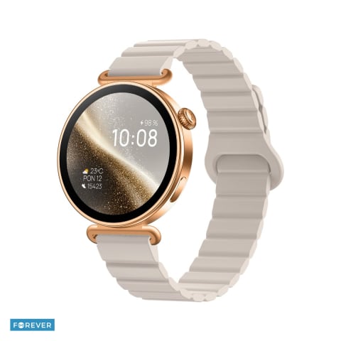Smartwatch - Smartwatch Forever Rosadust SB-380, roz auriu, IP68, aliaj de magneziu, aliaj de zinc, aliaj de aluminiu, cupru, incarcare 2 h, Amoled 1,32" 466x466 pix, 300 mAh, bluetooth v.5.3, curea 210 mm