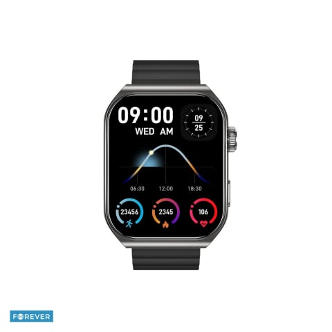 Smartwatch - Smartwatch Forever Tiron SWM-300, negru, IP67, incarcare 3 h, ecran 1,96 ", Amoled 1,96" 410x502 pix, 250 mAh, curea 250 mm