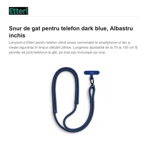 Snur de gat pentru telefon dark blue 150 cm, Albastru inchis [1]
