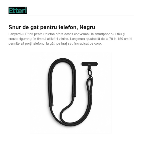 Snur de gat pentru telefon 150 cm, Negru [1]