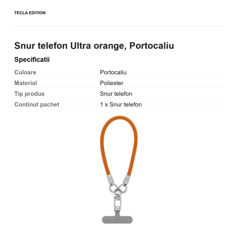 Snur telefon Ultra orange 30 cm, Portocaliu [2]