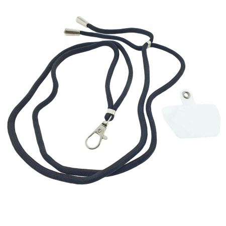 Accesorii IT - Snur universal de prindere telefon, Neck Strap 92822, lungime 133 cm, reglabila, cu carabina metalica, negru